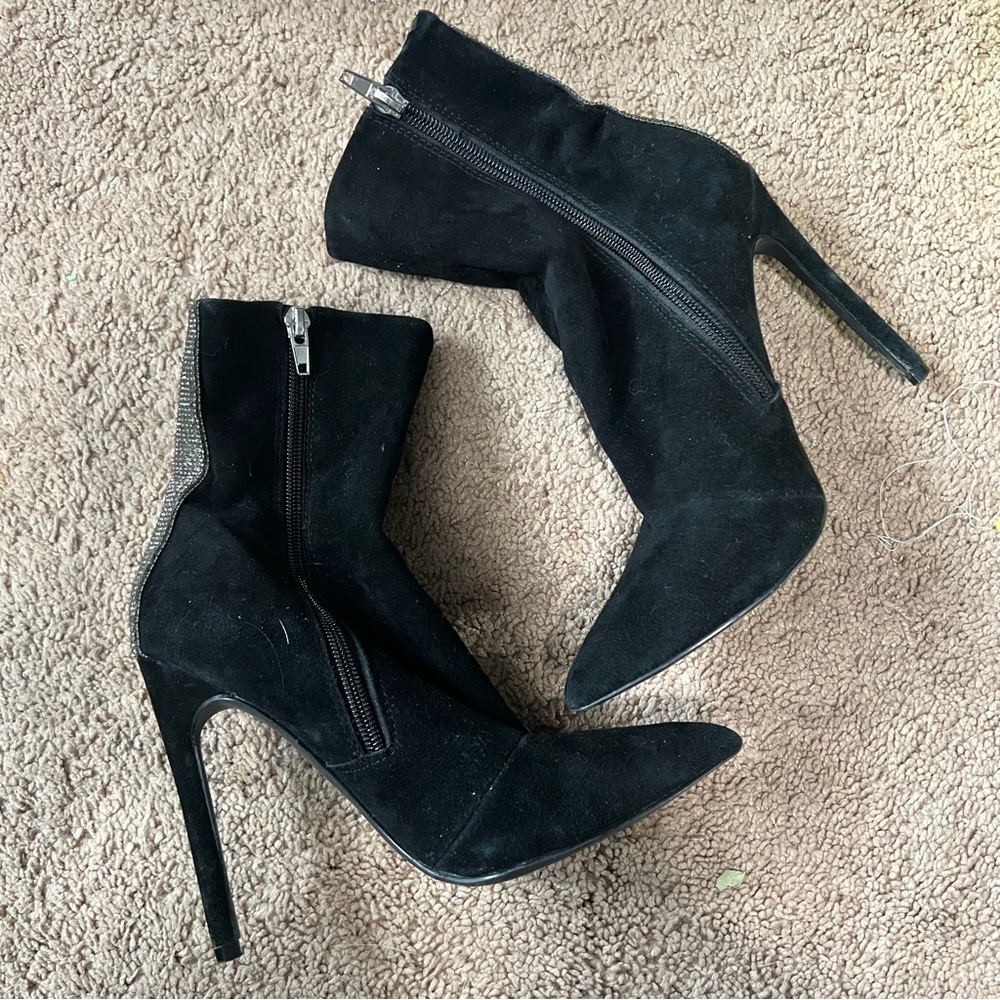 Steve Madden Black Suede Ankle Booties